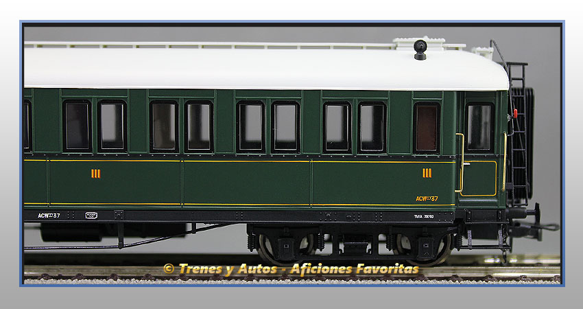 Coche pasajeros verderón Serie 301/344 ACW-37 1ª y 3ª Clase - MZA